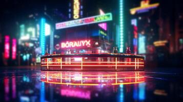 AI generated Neon Sign Bokeh Background photo