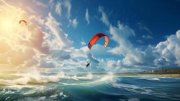 AI generated Ocean Kiteboarding Background photo