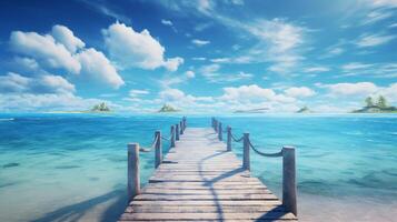 AI generated Ocean Pier Background photo