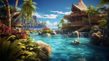 AI generated Ocean Paradise Resort Background photo