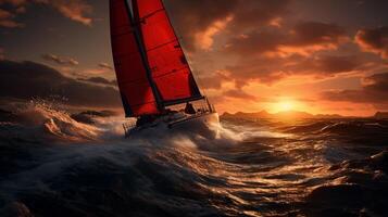 AI generated Ocean Sailboat Race Background photo