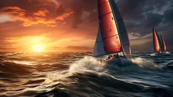 AI generated Ocean Sailboat Race Background photo