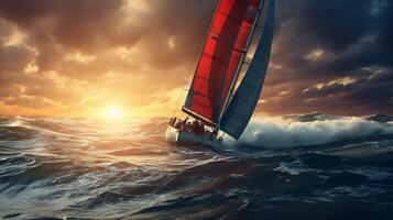 AI generated Ocean Sailboat Race Background photo