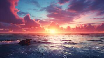 AI generated Ocean Sunrise Meditation Background photo