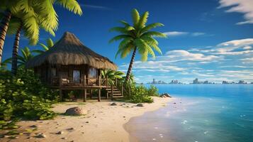AI generated Ocean Vacation Retreat Background photo