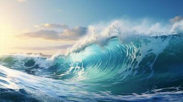 AI generated Ocean Waves Crashing Background photo