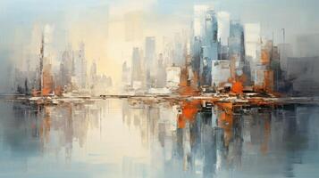 AI generated Oil Painting Abstract City Background photo