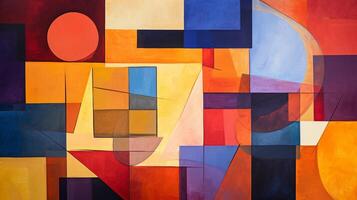 AI generated Oil Painting Abstract Collage of Geometric Elements photo