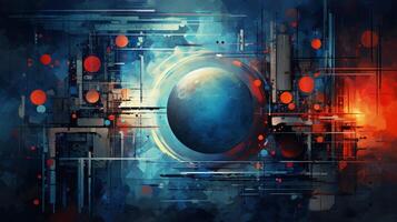 AI generated Oil Painting Abstract Collage of Sci-Fi Elements photo