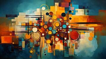 AI generated Oil Painting Abstract Collage of Retro Elements photo