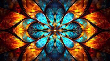 AI generated Oil Painting Abstract Kaleidoscope Background photo