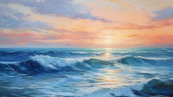 AI generated Oil Painting Abstract Seascape Background photo