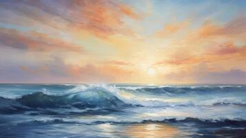 AI generated Oil Painting Abstract Seascape Background photo