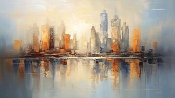 AI generated Oil Painting Abstract Skyline Background photo