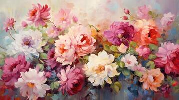 AI generated Oil Painting Floral Background photo