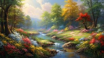 AI generated Oil Painting Nature Background photo