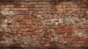 AI generated Old Brick Wall with Stains Background photo