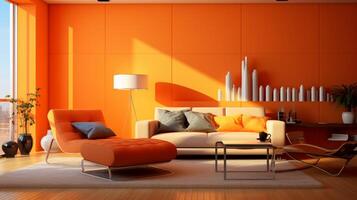 AI generated Orange interior design photo