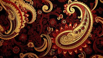 AI generated Paisley Damask Pattern photo