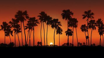 AI generated Palm Tree Silhouettes Background photo