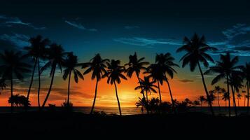 AI generated Palm Tree Silhouettes Background photo