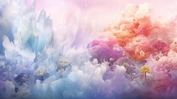 AI generated Pastel Collage of Fantasy Art Elements Background photo
