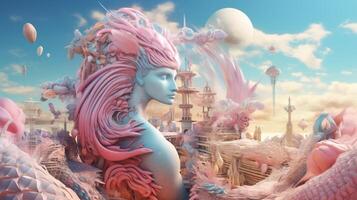 AI generated Pastel Collage of Fantasy Art Elements Background photo