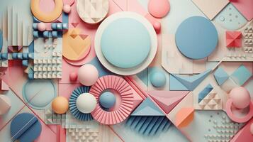 AI generated Pastel Collage of Geometric Elements Background photo