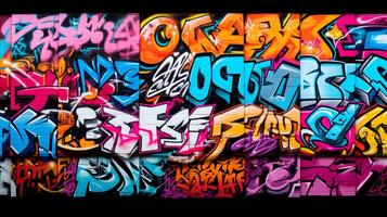 AI generated Pastel Collage of Graffiti Art Elements Background photo