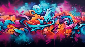 AI generated Pastel Collage of Graffiti Elements Background photo