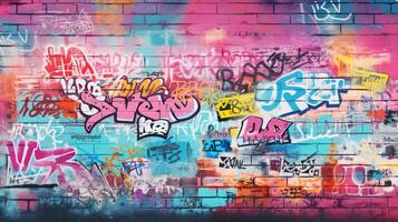 AI generated Pastel Collage of Graffiti Elements Background photo