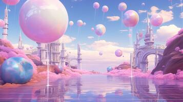 AI generated Pastel Collage of Sci-Fi Elements Background photo