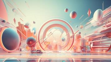 AI generated Pastel Collage of Retro Futurism Art Elements Background photo