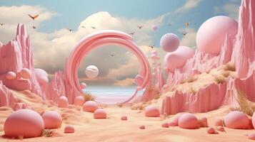 AI generated Pastel Collage of Surreal Art Elements Background photo