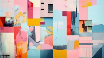AI generated Pastel Collage of Urban Art Elements Background photo