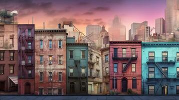 AI generated Pastel Collage of Urban Elements Background photo