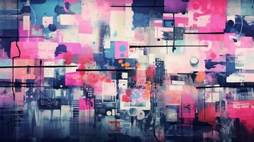 AI generated Pastel Collage of Urban Art Elements Background photo