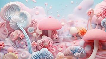 AI generated Pastel Collage of Whimsical Art Elements Background photo