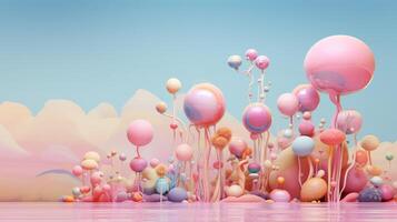 AI generated Pastel Collage of Whimsical Art Elements Background photo