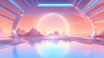 AI generated Pastel Retro Futurism Background photo