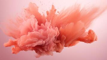 AI generated Peach color powder splash background photo