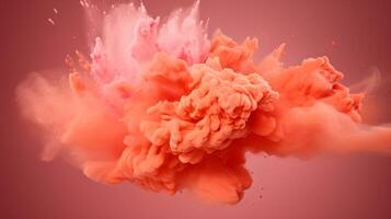 AI generated Peach color powder splash background photo