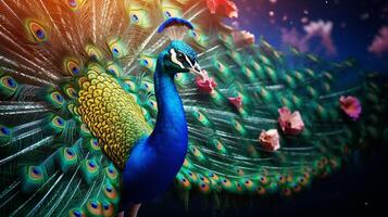 AI generated a peacock is displaying its feathers photo