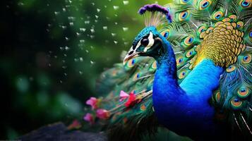 AI generated a peacock is displaying its feathers photo