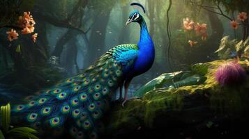 AI generated a peacock is displaying its feathers photo