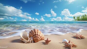 AI generated Perfect for seashell themed and beach discover photo