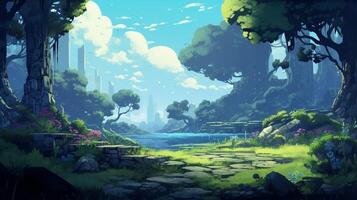 AI generated Pixel Art Game Backgrounds game background photo