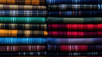 AI generated Plaid Fabric Background photo