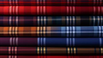 AI generated Plaid Fabric Background photo