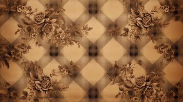 AI generated Plaid Damask Pattern Background photo